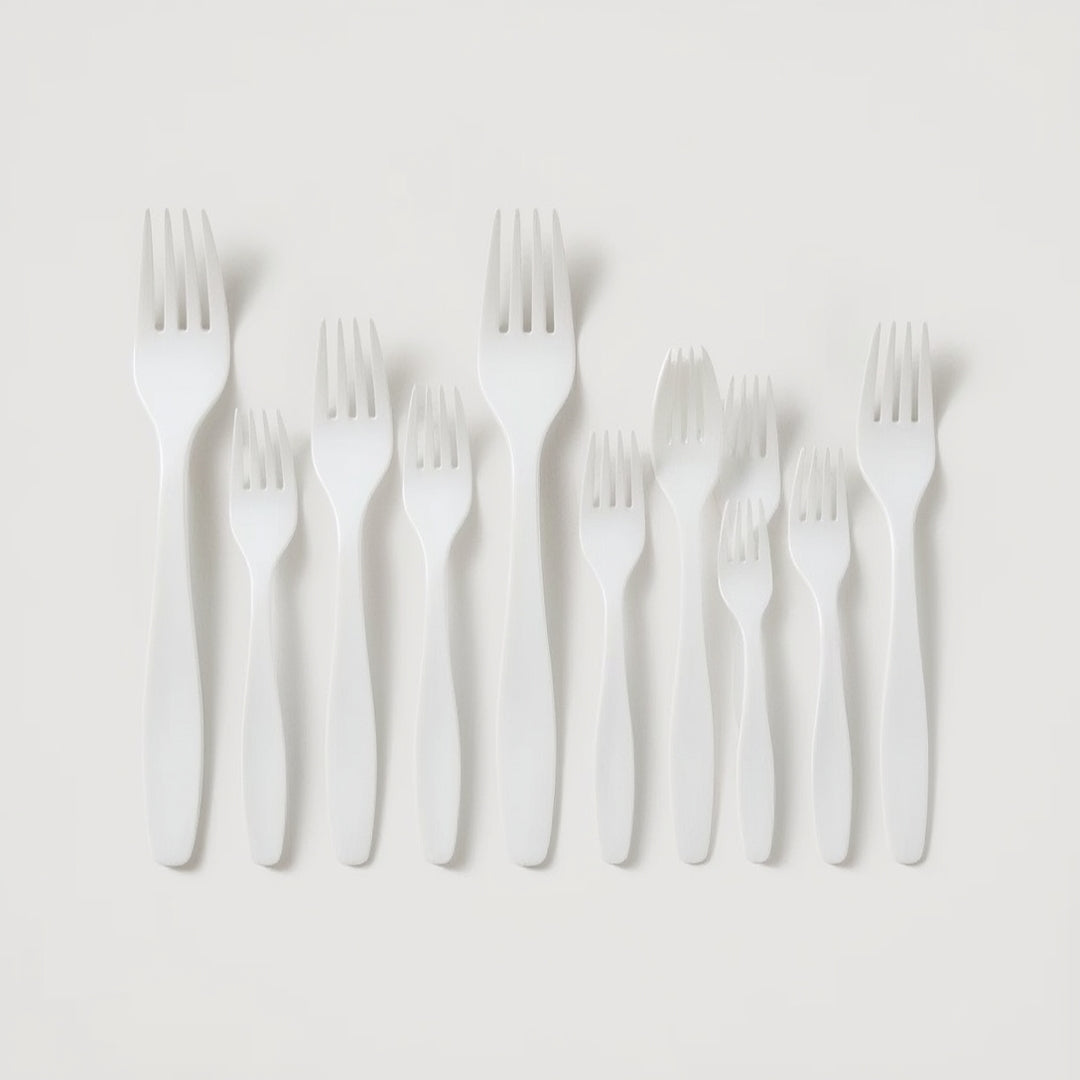 Tenedor desechable blanco – Paquete x100
