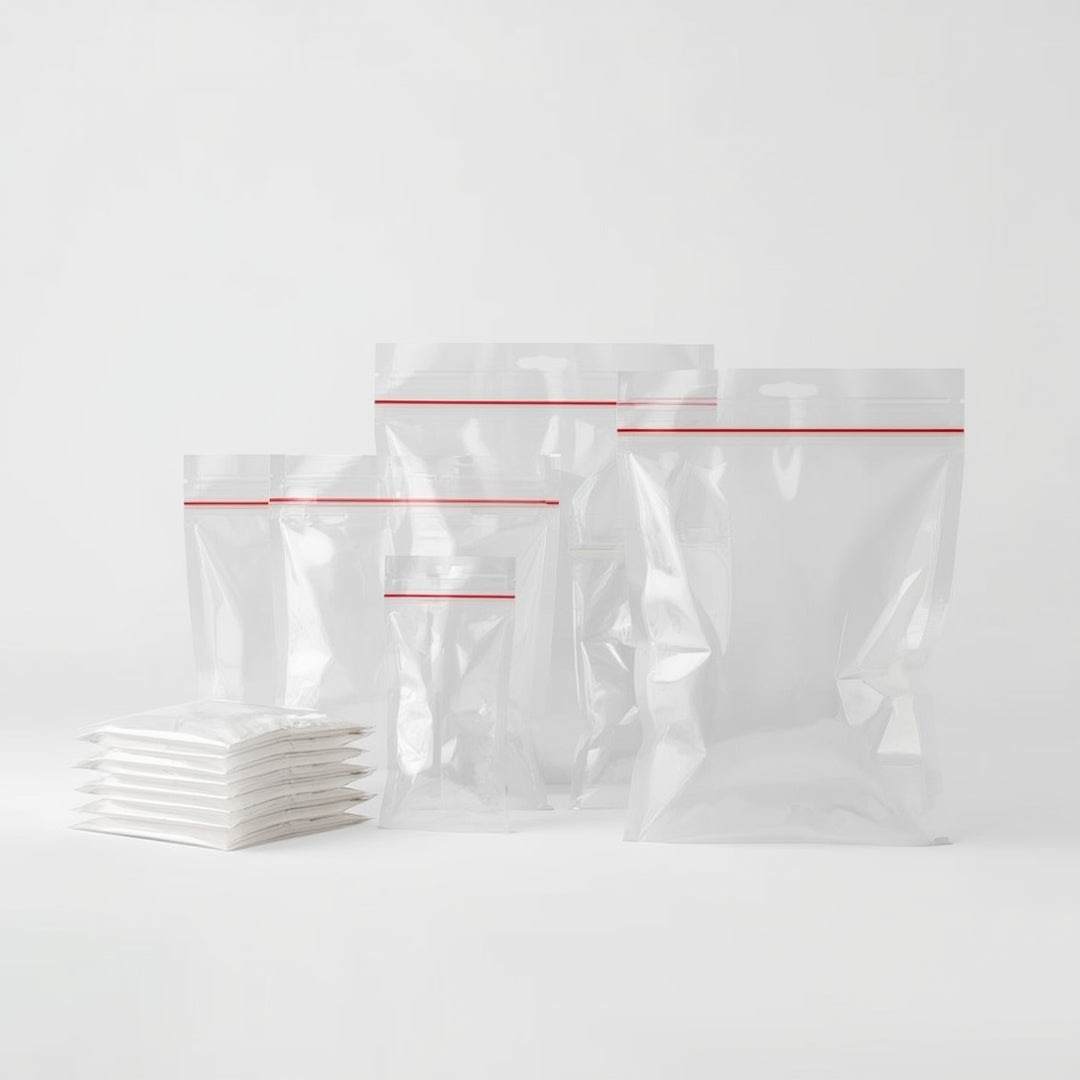 Bolsa Plástica de Cierre Hermético con Línea Roja (Ziplock)