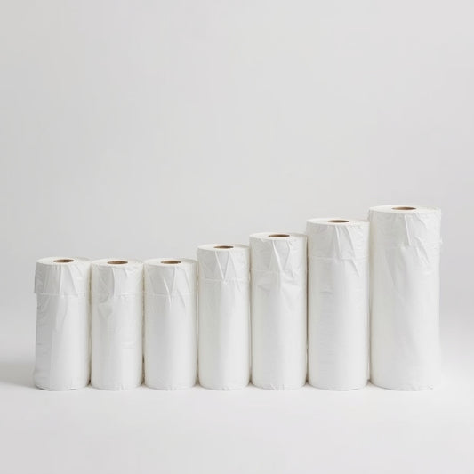 Bolsa Plástica Plana Blanca – Varios Tamaños (Paquete x90 / Rollo x50)