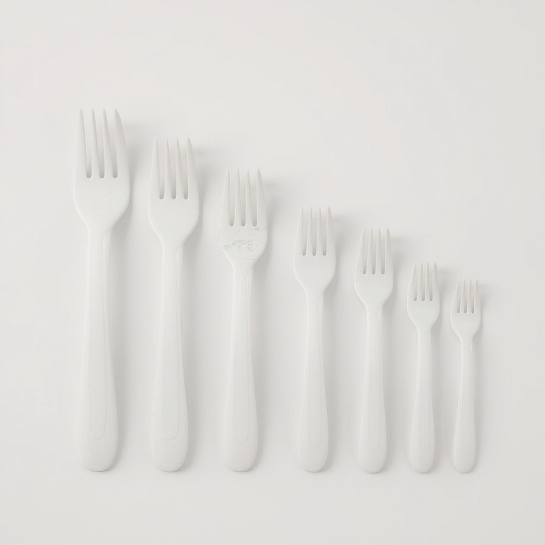 Tenedor desechable blanco – Paquete x100