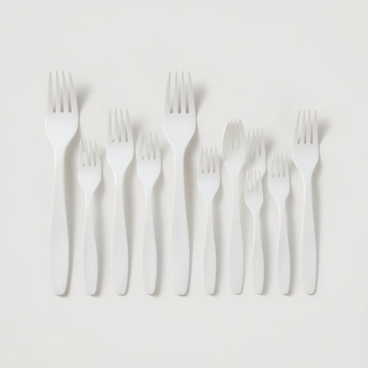 Tenedor desechable blanco – Paquete x100